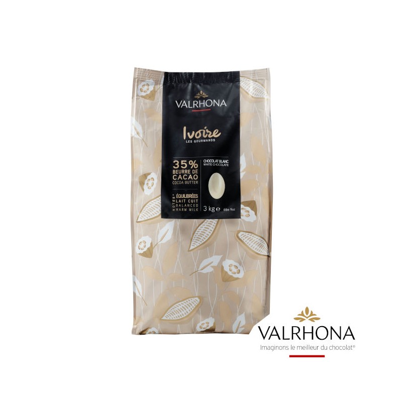 Ivoire vit choklad 35% 800g pellets